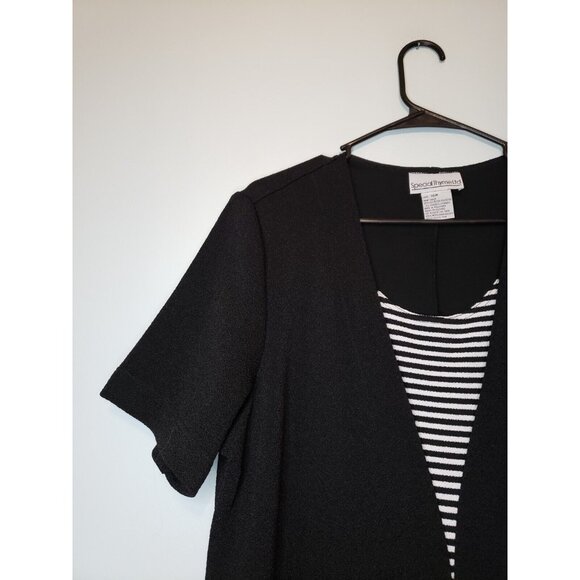 Special Thyme Ltd Womens Plus Sz 16W Dress Short Sleeve Round Neck Striped Black - Picture 4 of 5